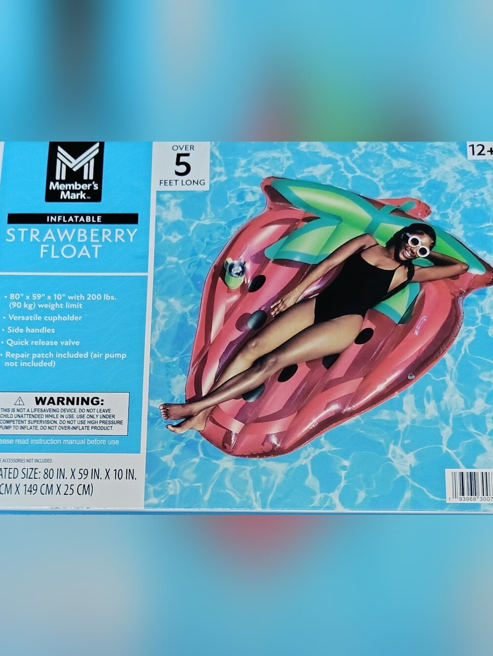 Member's Mark Pink Inflatable Strawberry Float for Women Swim